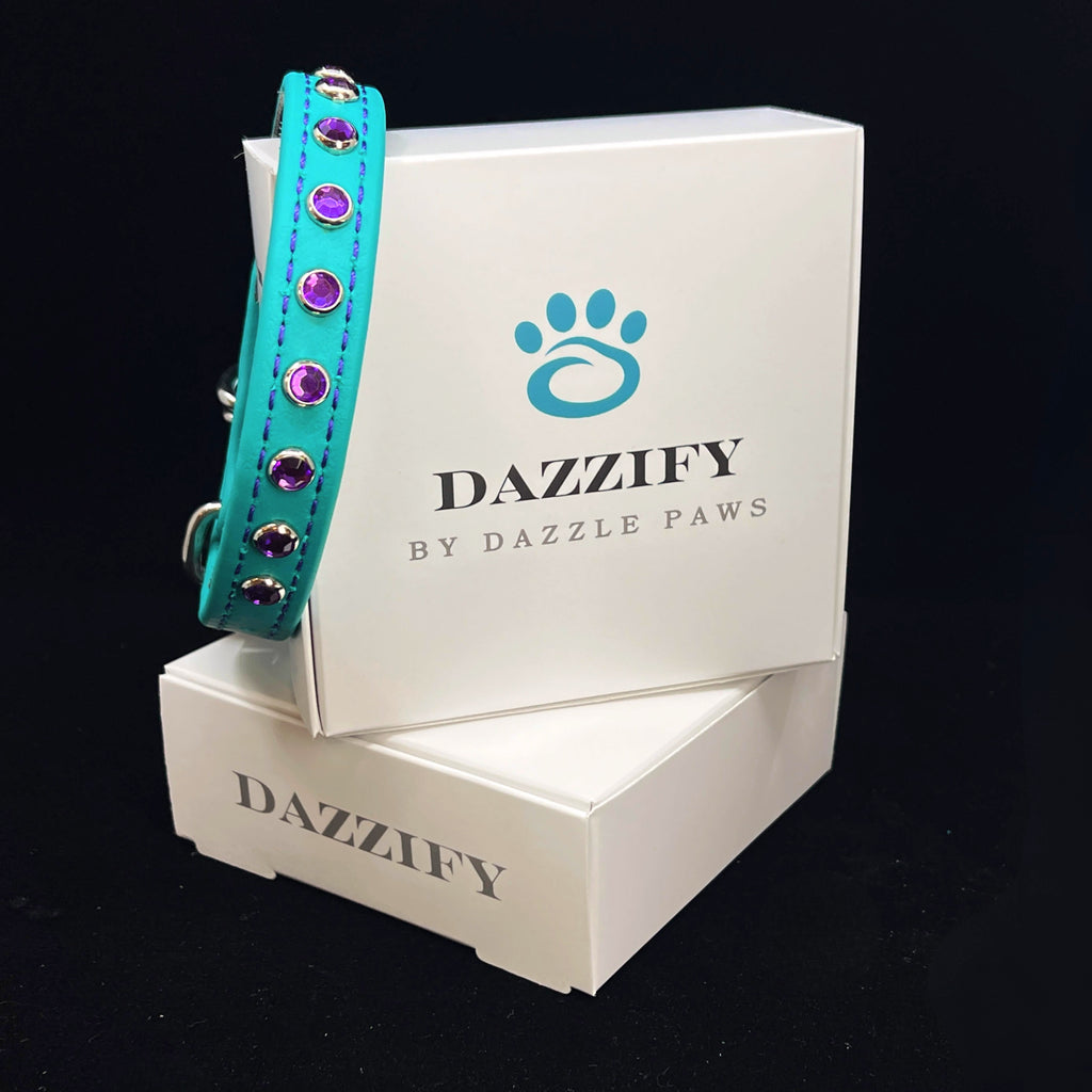 Ruby Red with Black Jewels Dog Collar