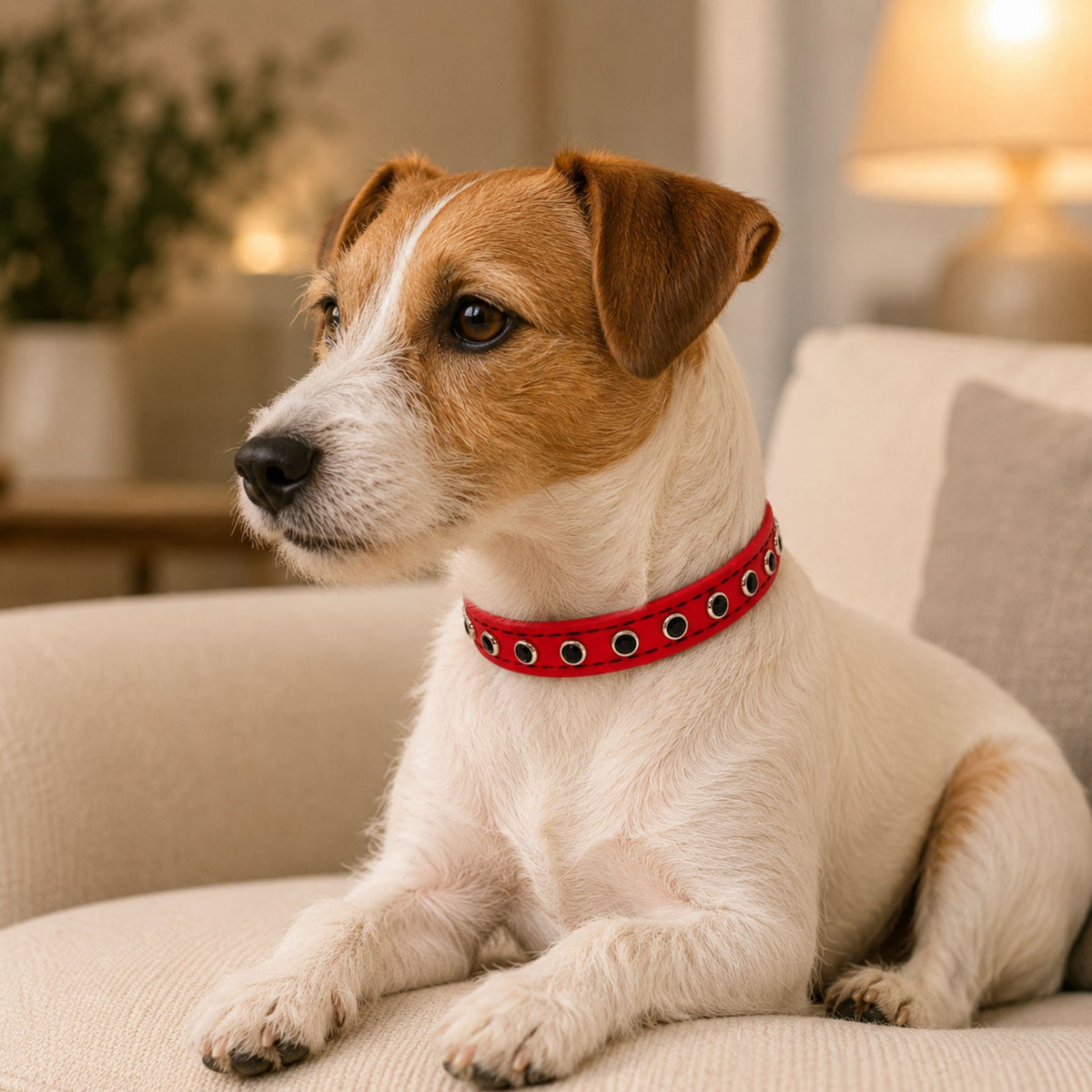 Ruby Red with Black Jewels Dog Collar