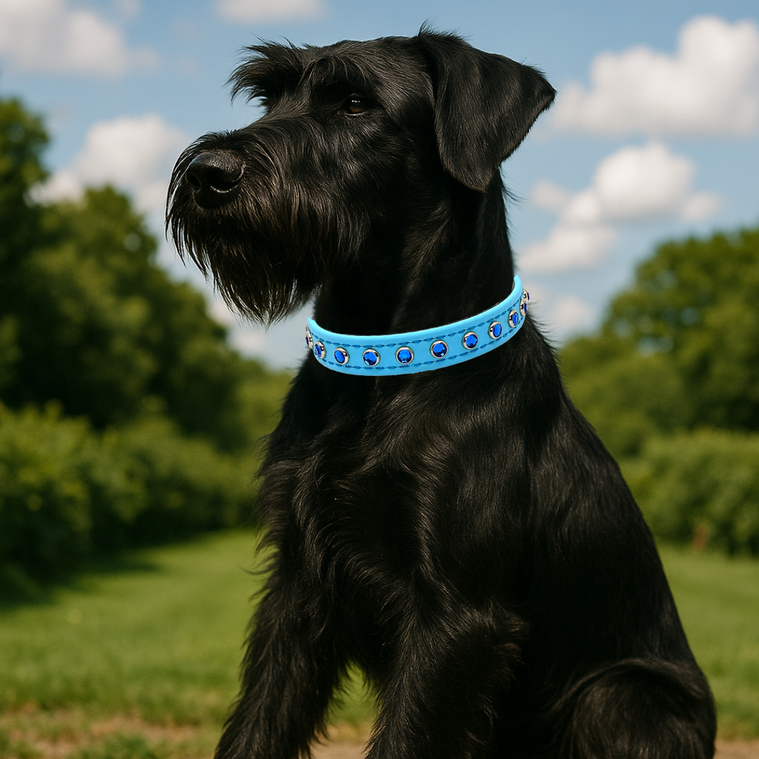 Sky Blue with Dark Blue Jewels Dog Collar